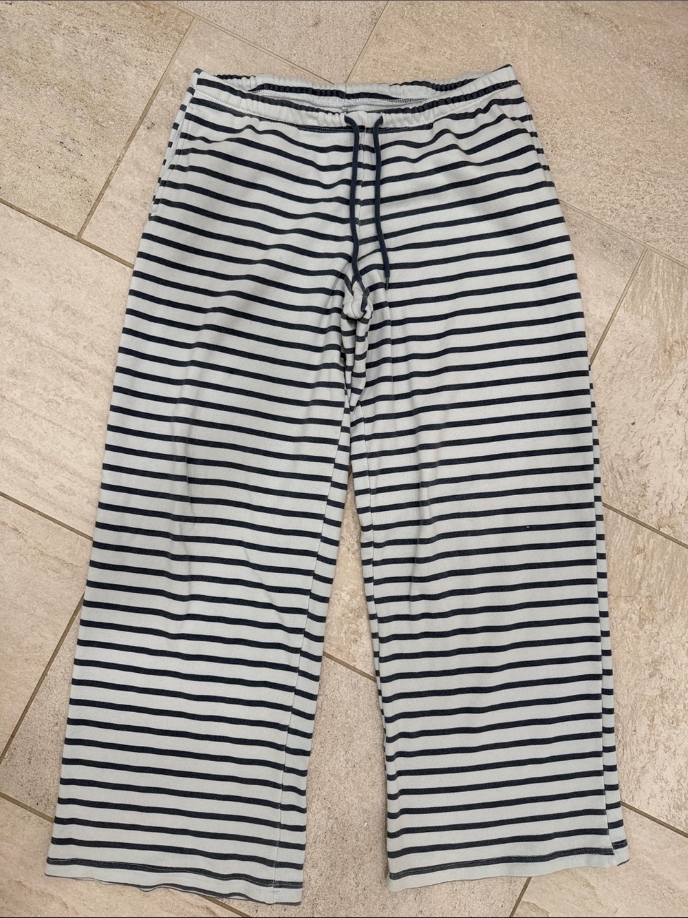 Zoe + Liv Light blue and Navy Striped Knit Sweatpants